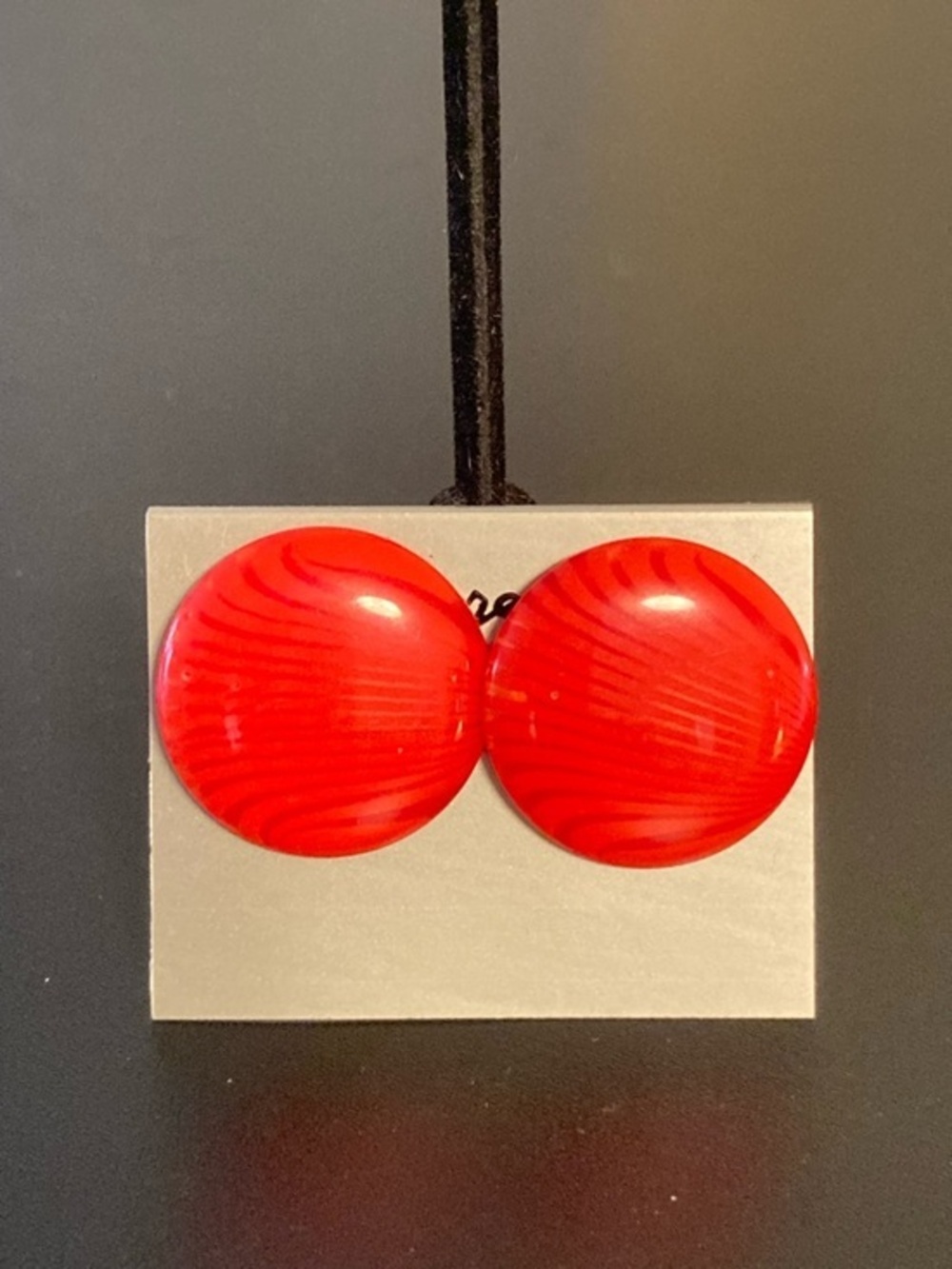 Red Round Statement Clip-On Earrings - Unbranded